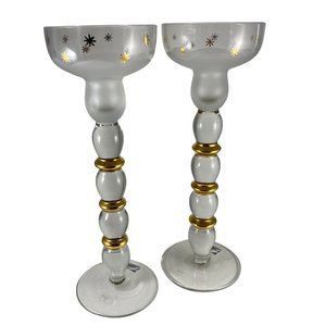 1980s Glassics Impressions Glass Candle Holders